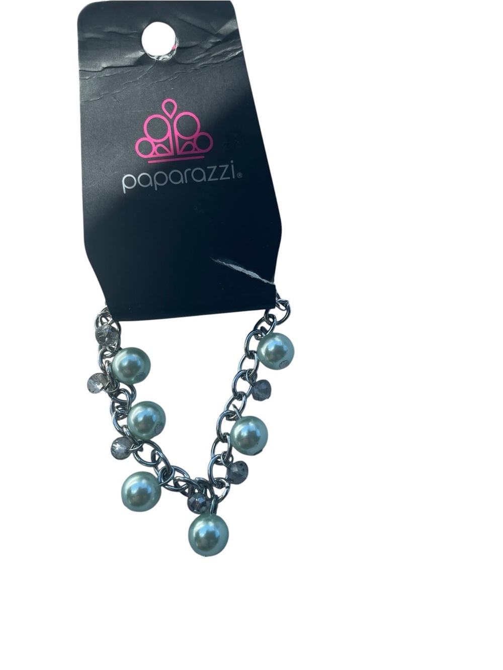 Paparazzi Silver Chain Bracelet with Light Blue Faux Pearl Charms NWT